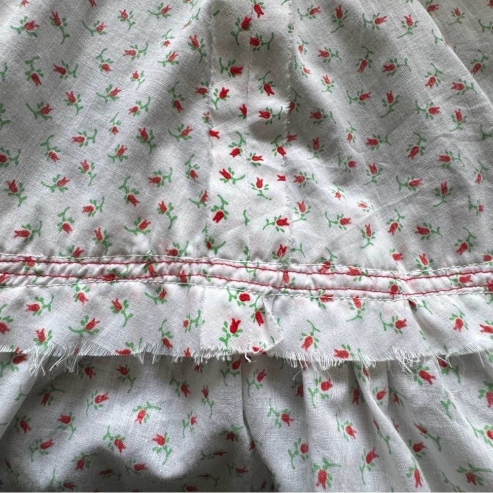 Vintage Coquette Prairie Doll Dress // Red Rosebud Ruffle Sun Dress - Size Small - Picture 12 of 12